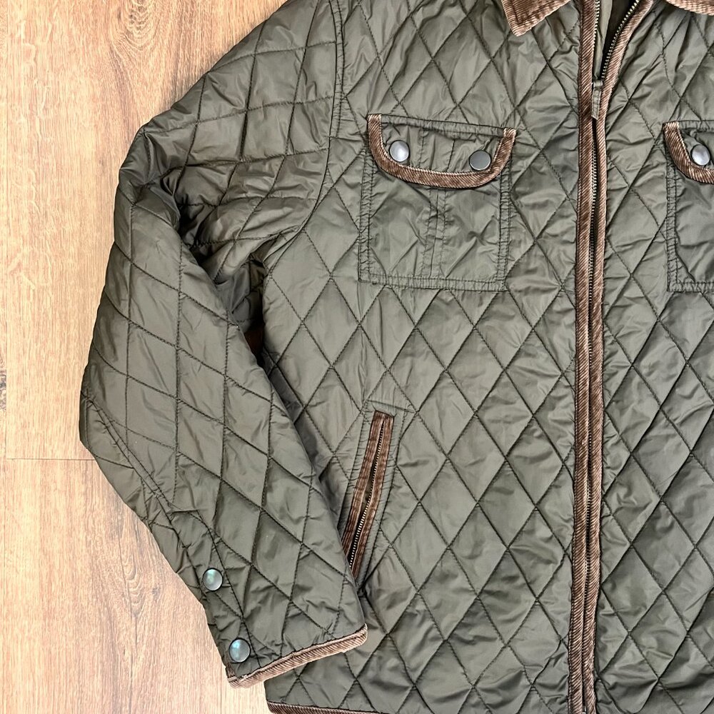 Tre Vero Vintage Diamond Quilted Military Barn Jacket Sz L - Picture 4 of 12